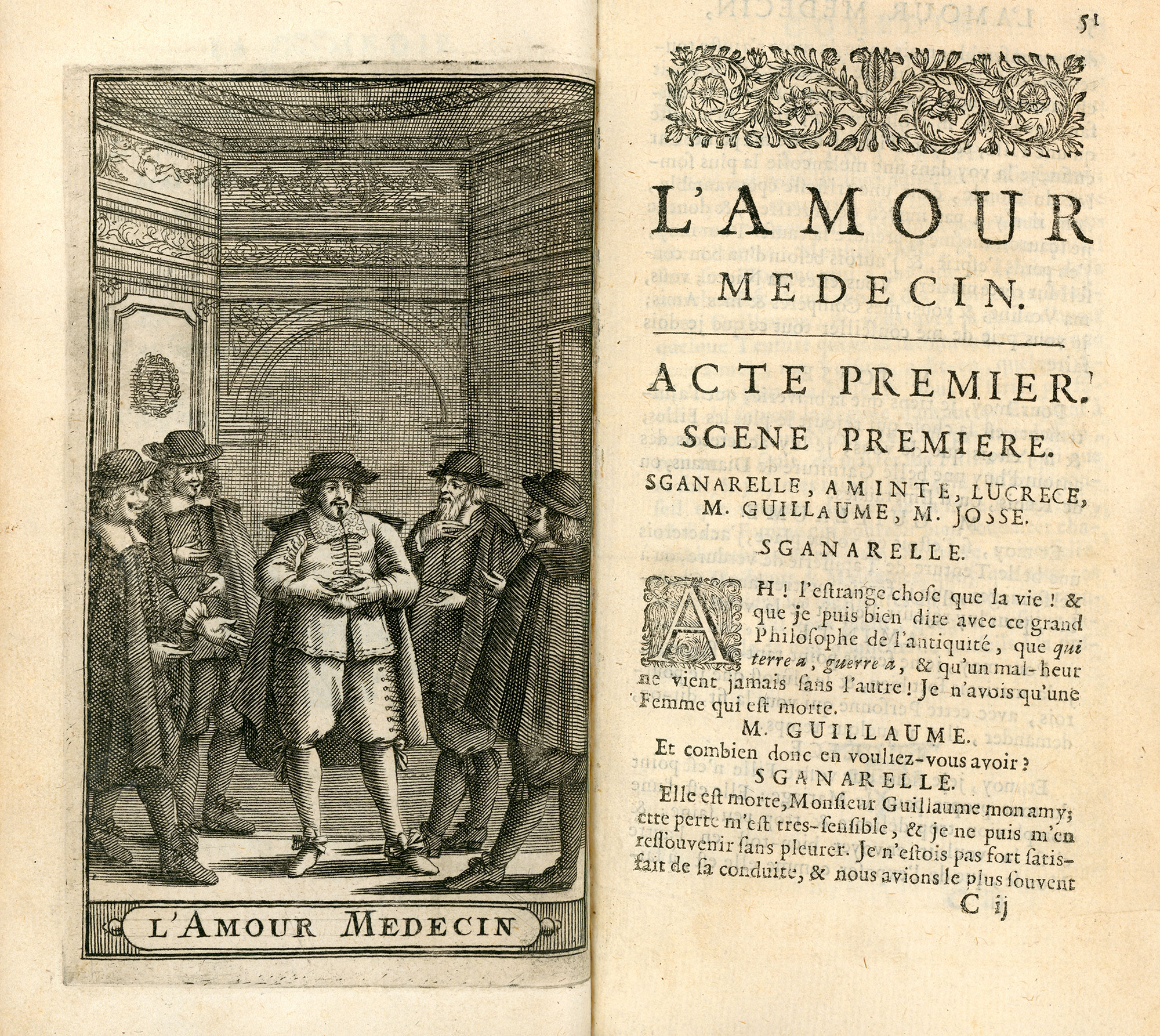 Frontispice et début de l'acte I de la pièce