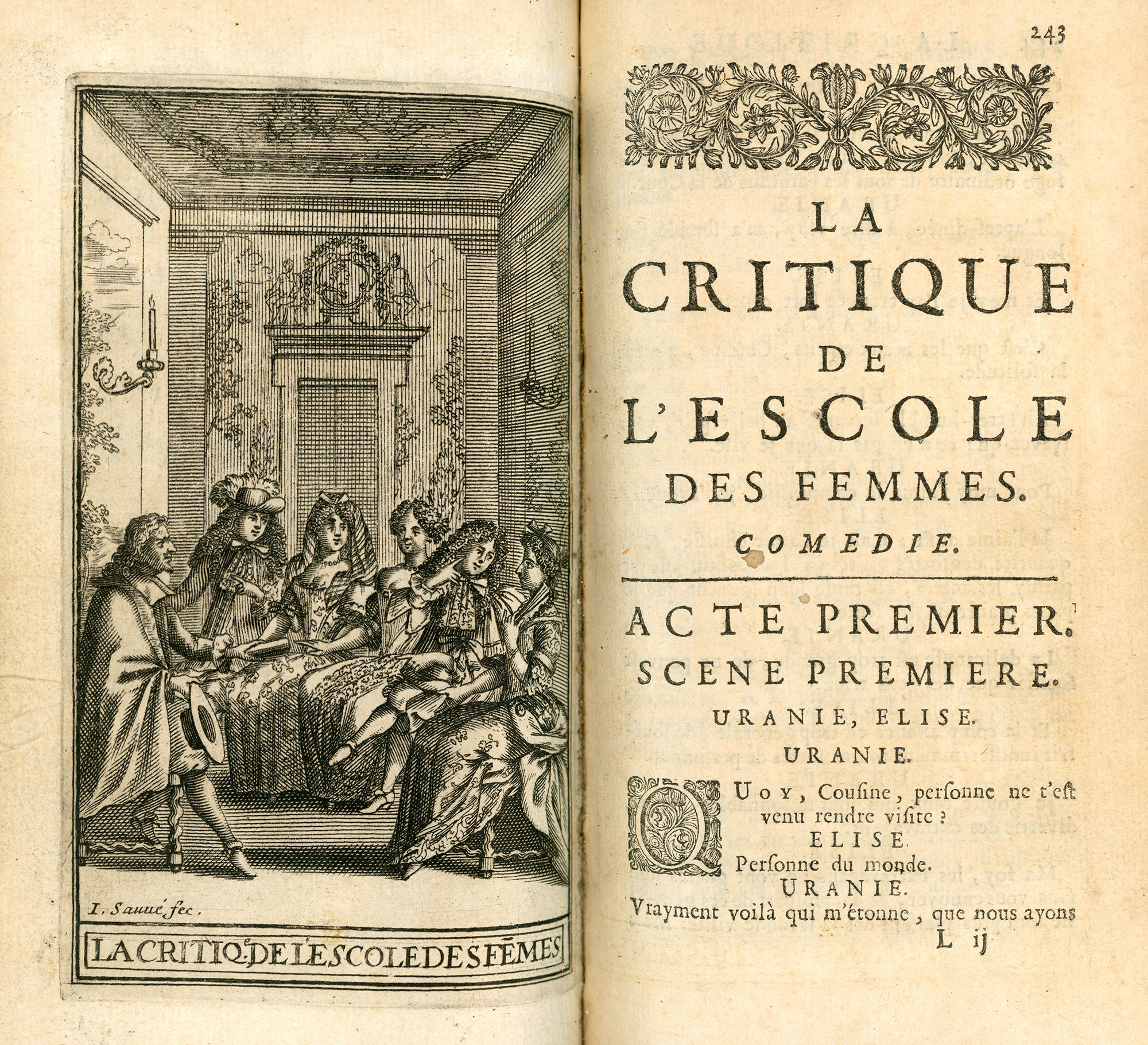 Frontispice et début de l'acte I de la pièce