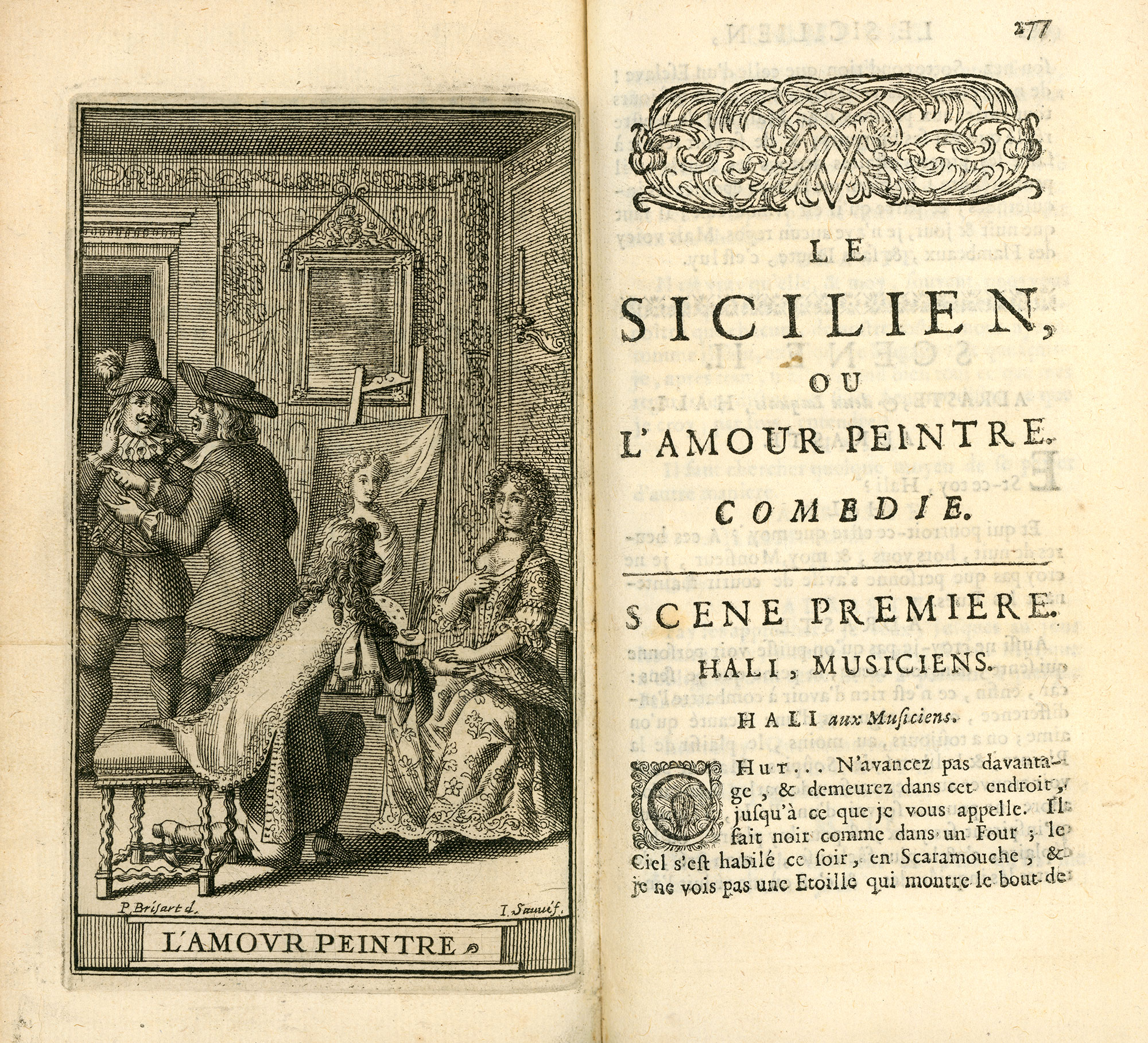 Frontispice et début de la scène 1 de la pièce