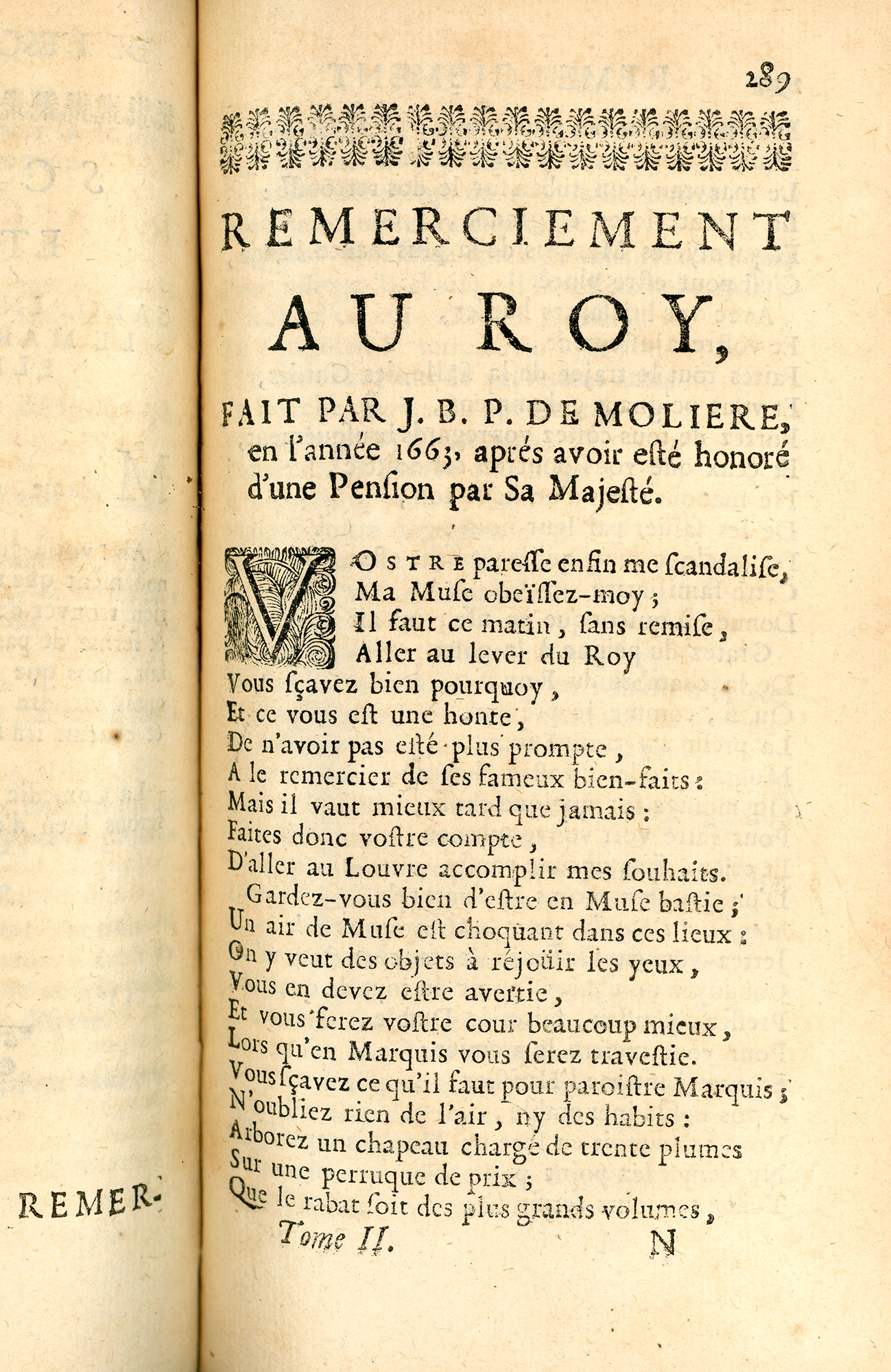 Texte du remerciement au Roy