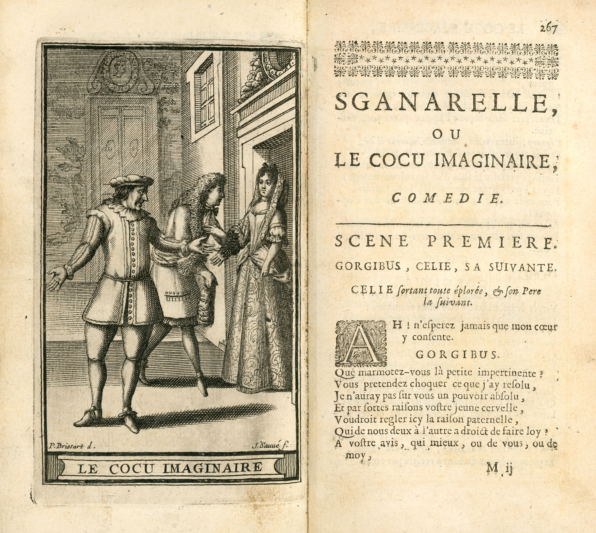 Frontispice et début de la scène 1 de la pièce