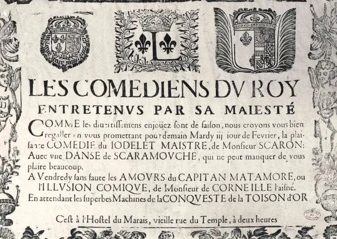 Affiche du XVIIe siècle, Hôtel du Marais