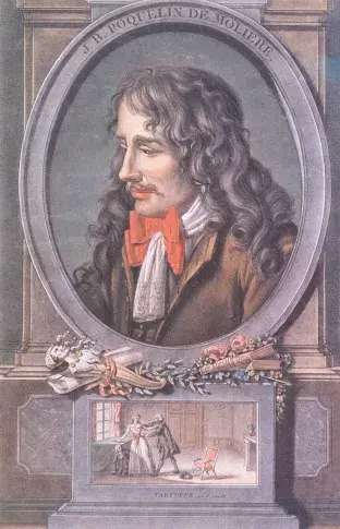 Molière / gravure en couleur d'Alix