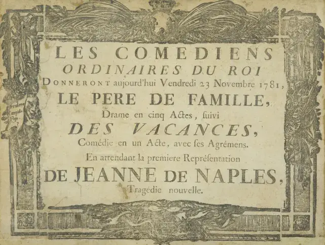 Affiche du 23 novembre 1781
