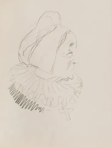 Berthe Bovy dans "Le Tartuffe", dessin de Nikolaï Sokolov