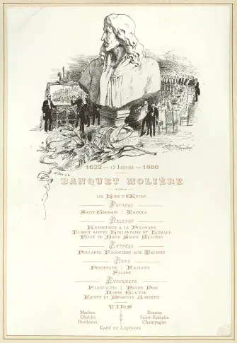 Banquet Molière : menu / gravure de Charles Gillot, [1886]