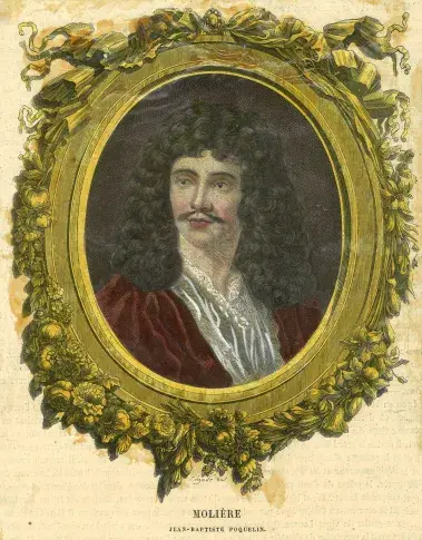 Molière, Jean-Baptiste Poquelin / gravure colorisée de Dumont