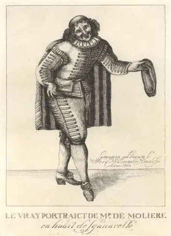 Le vray portraict de Mr de Molière en habit de Sganarelle / gravure de Simonin, fac-simile par Fréd. Hillemacher, 1869