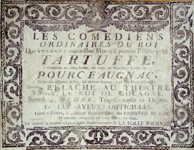 Affiche du 1er février 1786