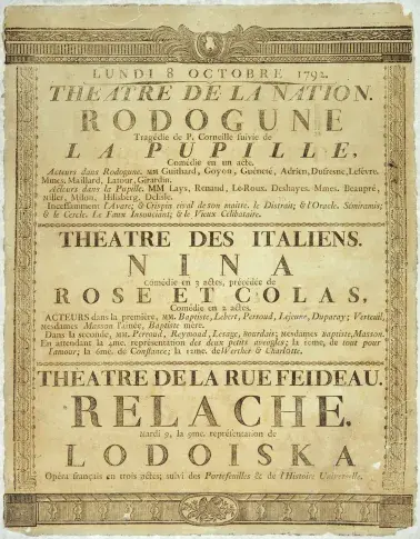 Affiche du 8 octobre 1792