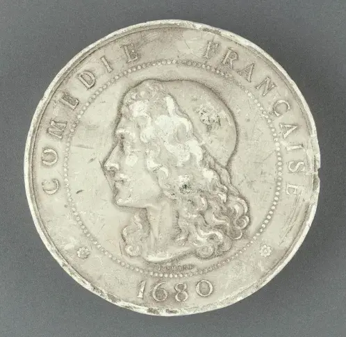 Molière, médaille en plâtre gravée par Domard