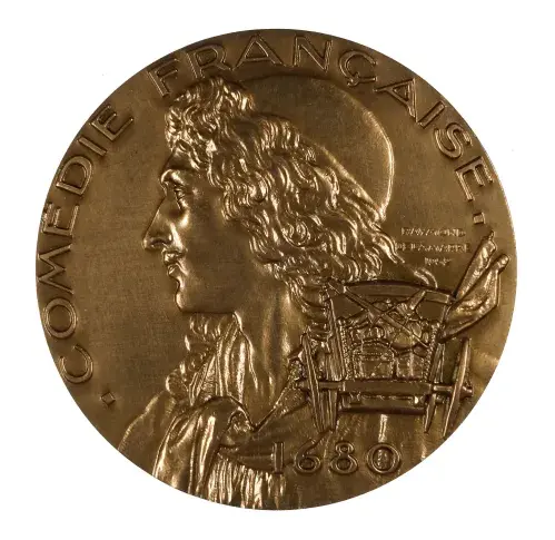 Molière, médaille en bronze doré gravée par Raymond Delamarre