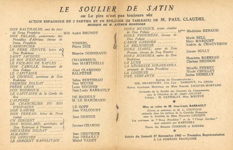 Programme du "Soulier de satin"