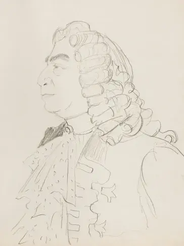 Maurice Escande dans "Le Bourgeois gentilhomme", dessin de Nikolaï Sokolov