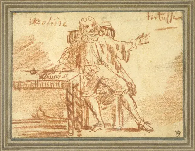 Scènes de la vie et du théâtre de Molière : Tartuffe / dessin de Claude Gillot