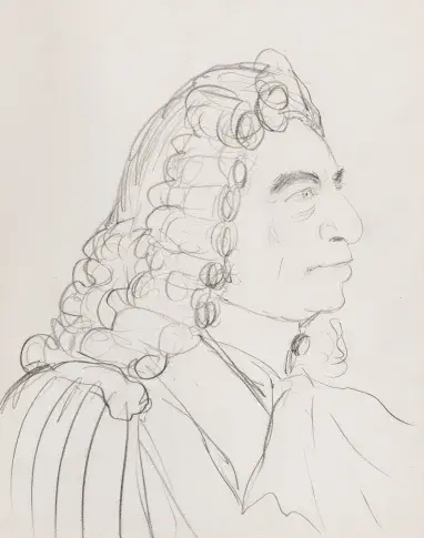 Maurice Escande dans "Le Bourgeois gentilhomme", dessin de Nikolaï Sokolov