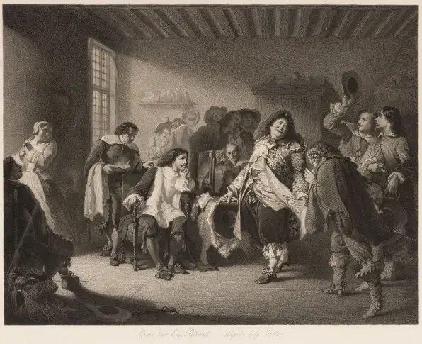 [Molière chez le barbier de Pézenas] / gravure d'Emile Pierre Pichard