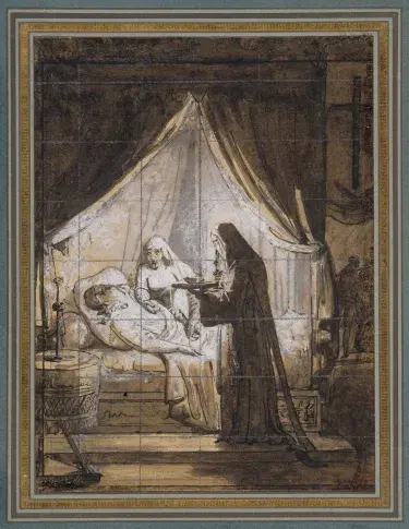 La Mort de Molière / dessin de Louis-Nicolas Lemasle