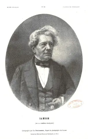 Portrait de Samson, professeur au Conservatoire de 1828 à 1831, de 1836 à 1855 et de 1862 à 1866. Lithographie de Ch. Kreutzberger, d’après la photographie de Disdéri. Extrait de "Musée Français", n° 82.