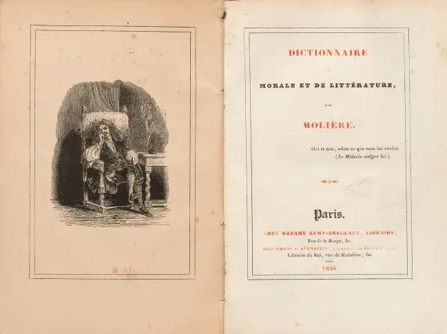 Dictionnaire de morale et de littérature : frontispice et page de titre, 1838