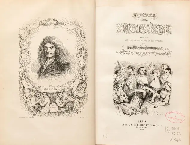 Œuvres de Monsieur Molière : frontispice et page de titre, 1844