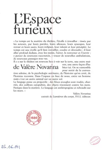 Programme de "L’Espace furieux"
