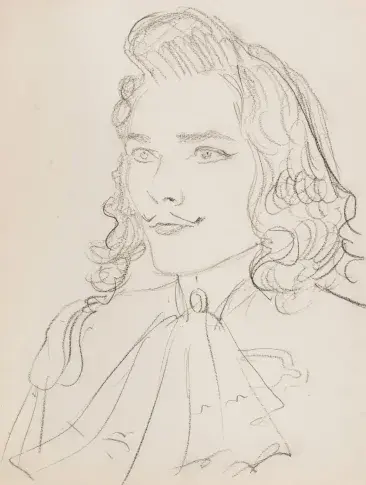 Jean Piat dans "Le Bourgeois gentilhomme", dessin de Nikolaï Sokolov