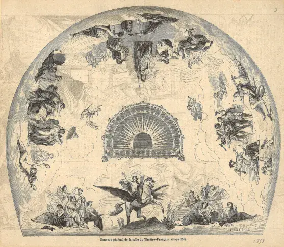 "Nouveau plafond de la salle du Théâtre-Français", gravure d’après le peintre Charles-Valentin Gaildrau, [1858]