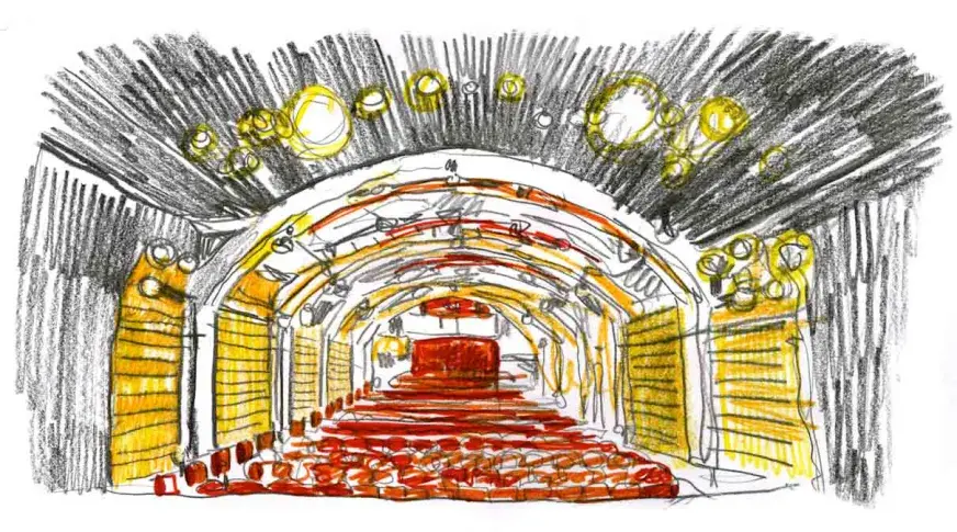 Le Théâtre du Vieux-Colombier, la salle, dessin de Damien Roudeau