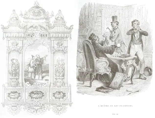 Gravure des Fables : Livre IX, reliée dans « Les Œuvres de J. de La Fontaine », 1877