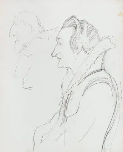 Jean Vilar et Georges Wilson dans "Dom Juan", dessin de Nikolaï Sokolov