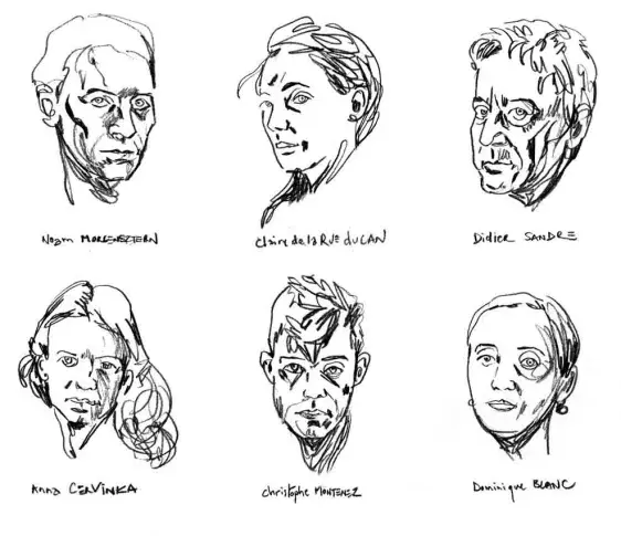 Le trombinoscope de la troupe d’après les photographies de Stéphane Lavoué, dessins de Damien Roudeau