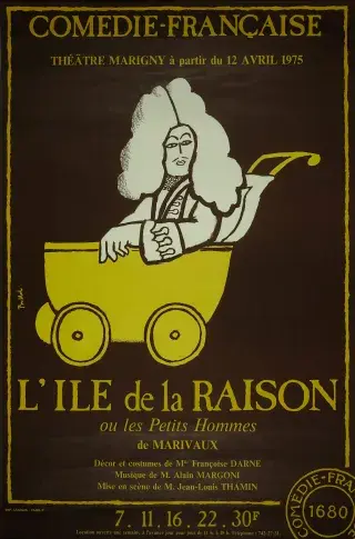 Affiche de "L’Ile de la raison", 1975, Théâtre Marigny