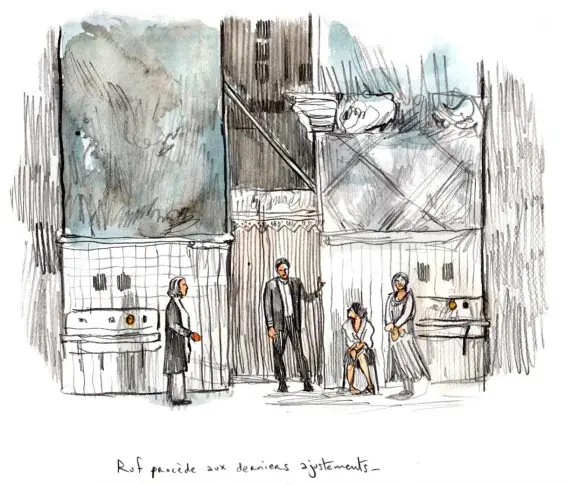 Répétitions de "Roméo et Juliette" de William Shakespeare, mise en scène d’Eric Ruf, dessin de Damien Roudeau