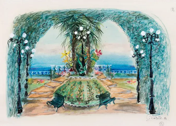 Maquette de décor de Claude Catulle pour "Monsieur Le Trouhadec saisi par la débauche", 1975, Théâtre Marigny