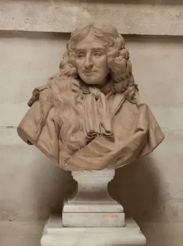 Buste en terre cuite de Jean de La Fontaine par Jean-Jacques Caffieri, 1779