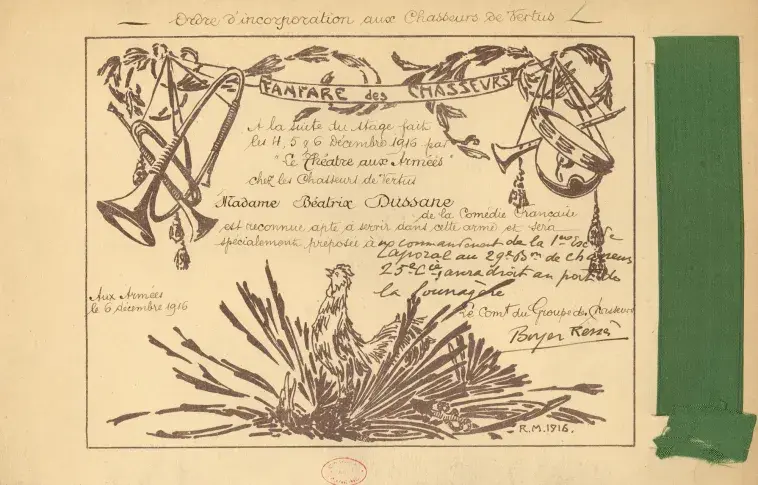 Ordre d’incorporation de Béatrix Dussane