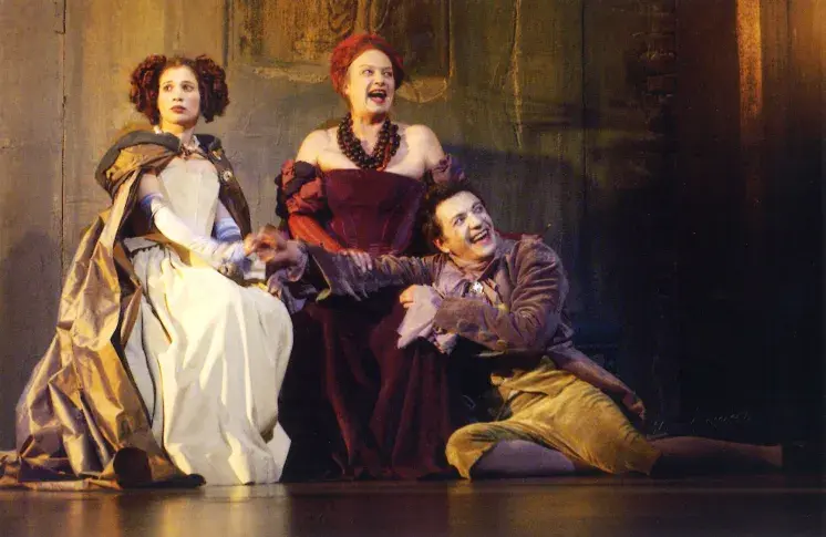 « Monsieur de Pourceaugnac », reprise de 2003, mise en scène de Philippe Adrien, avec Odile Grosset-Grange (Julie), Catherine Ferran (Nérine), Alexandre Pavloff (Eraste)