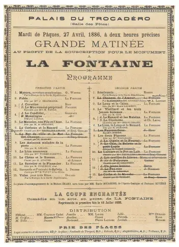 Monument La Fontaine, souscription, 1886