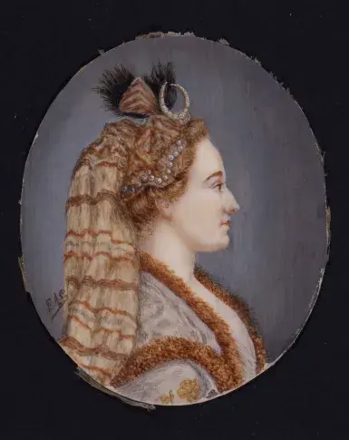 Mlle Clairon dans le rôle de Roxane (« Bajazet » de Jean Racine), miniature sur ivoire, [1747-1766]