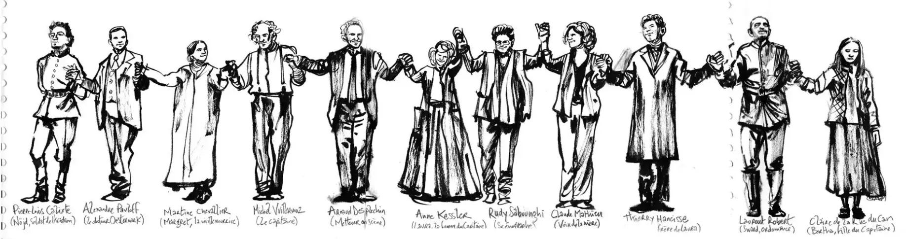 Saluts à l’issue d’une représentation de "Père" de Strindberg à la salle Richelieu, dessin de Damien Roudeau