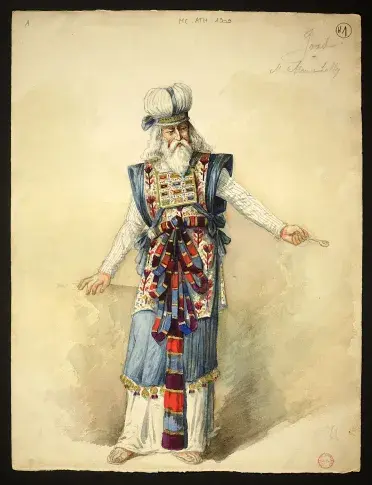 Maquette pour le costume de Joad (Mounet-Sully) dans « Athalie » de Jean Racine pour la reprise de 1909