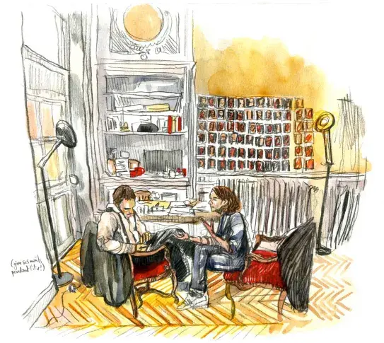 Dans le bureau de l’administrateur, interview d’Eric Ruf par Laetitia Cénac, dessin de Damien Roudeau