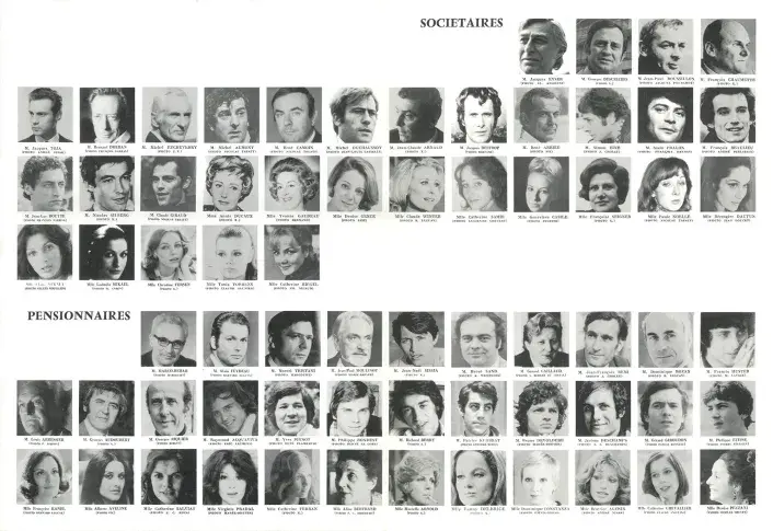 Trombinoscope de la troupe de la Comédie-Française, 1er janvier 1976. Photographes multiples