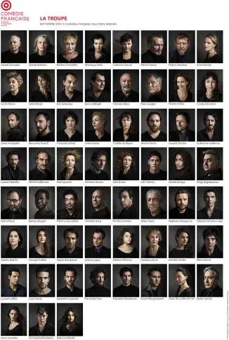 Trombinoscope de la troupe de la Comédie-Française, septembre 2015. Photographies de Stéphane Lavoué